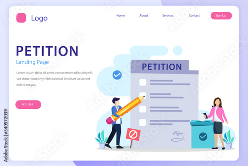 Petition form concept. People signing and spreading petition or complaint. flat vector
