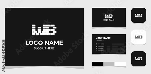 Template Logo Creative Initial Letter W and B in Brick shape concept. Creative Template with color pallet, visual branding, business card and icon.