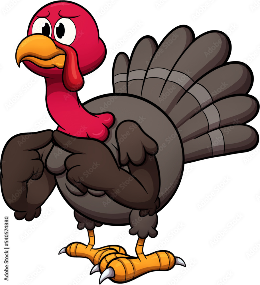 Adorable Turkey. Vector clip art illustration with simple gradients. All in one single layer.
