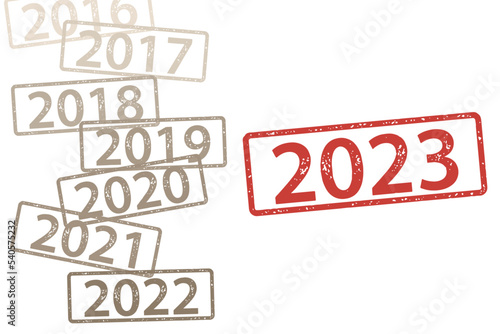 2023年とその前の年号のスタンプ。それぞれベクターデータになっています。