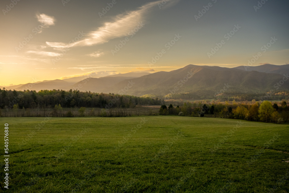 Morning Light Glows Over Cades Cove in Great Smoky Mountains