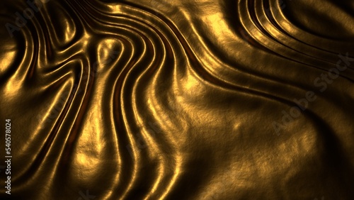 Fototapeta Naklejka Na Ścianę i Meble -  Golden aged wavy texture. Abstract high quality CG texture. Cyber landscape background. 3D renderer overlay image. Ideal for banners, posters, web pages, abstract background