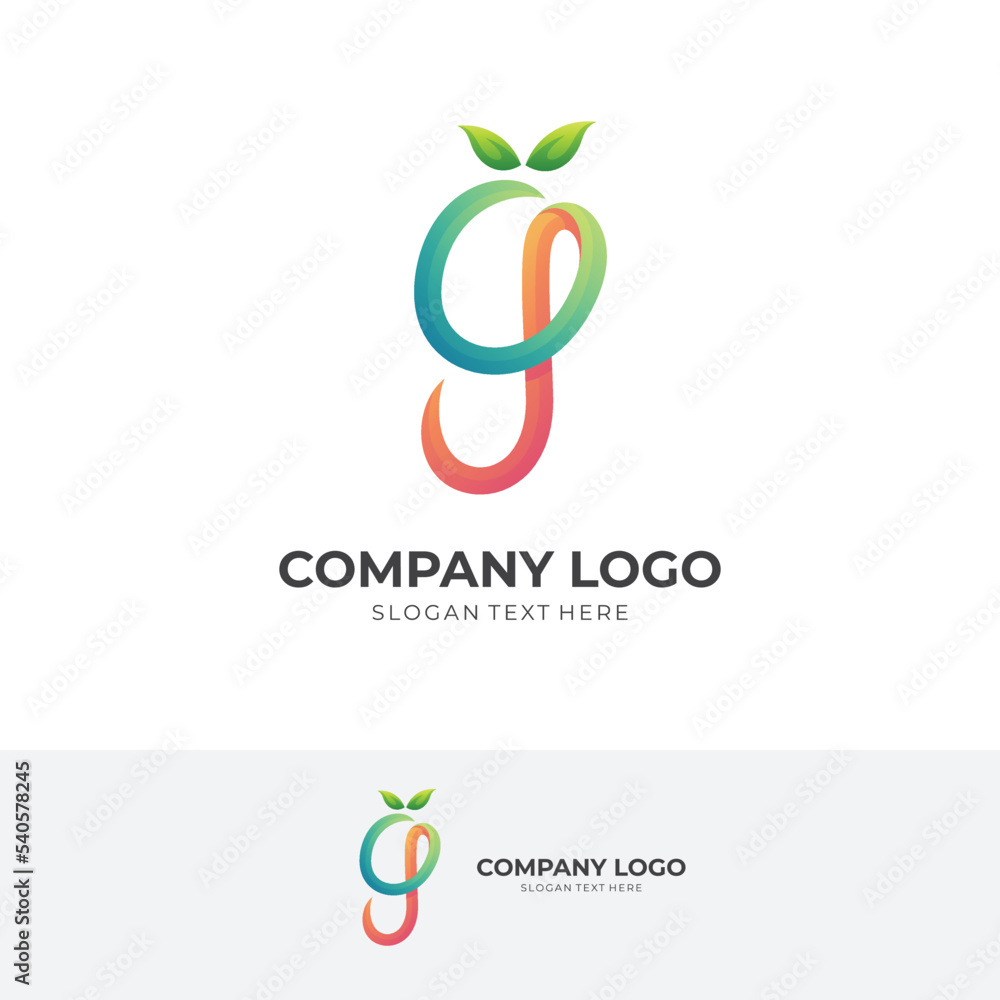 g nature logo template, letter g and leaf combination logo with 3d colorful style g nature logo template, letter g and leaf combination logo with 3d colorful style