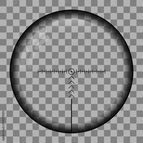 realistic sniper sight with measurement and glass effect isolated on transparent background. sniper scope. cross hair