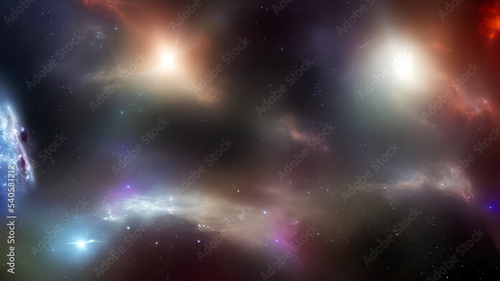 Colorful universe and galaxy. Nebula and shiny stars in the galaxy scape. 3D Illustration