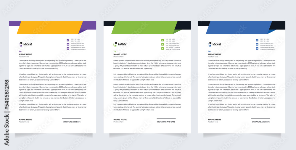 Simple creative modern letterhead templates for your project design