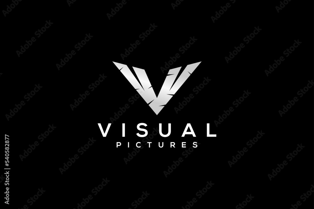 V letter initial logo design modern simple minimalist business technology icon symbol metal effect V letter initial logo design modern simple minimalist business technology icon symbol metal effect