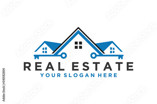 Real estate house logo design family home roof window key door icon element property business