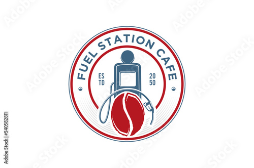 Fuel station cafe logo design coffee bean icon symbol