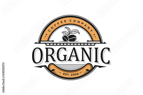 Coffee logo for cafe resto and product label food drink coffee seed farm vintage old style emblem