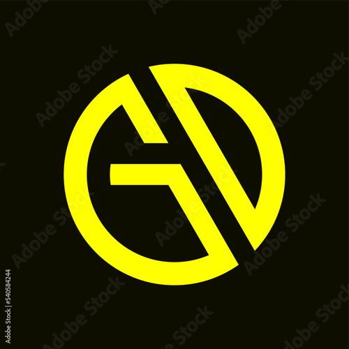 Initial letter GD logo template with geometric circle line ar illustration in flat design monogram symbol