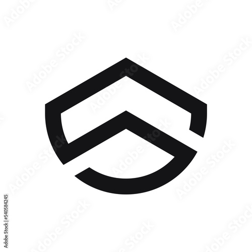 Initial letter S logo template with geometric sacred line art illustration in flat design monogram symbol