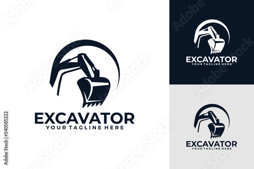 excavator logo vector design template, silhouette