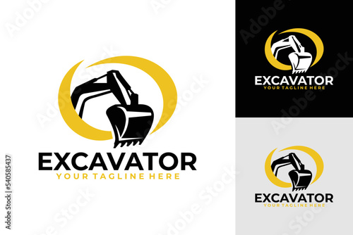 excavator logo vector design template  silhouette