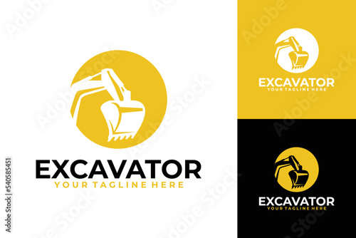 excavator logo vector design template, silhouette