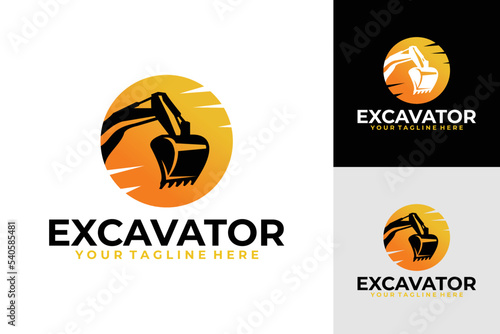 excavator logo vector design template, silhouette