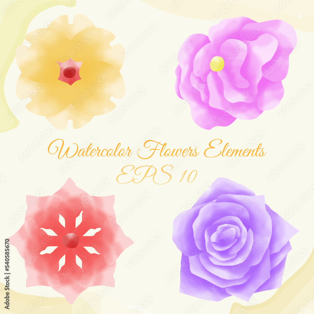 Naklejka premium watercolor flower elements, suitable for template, and others. eps 10
