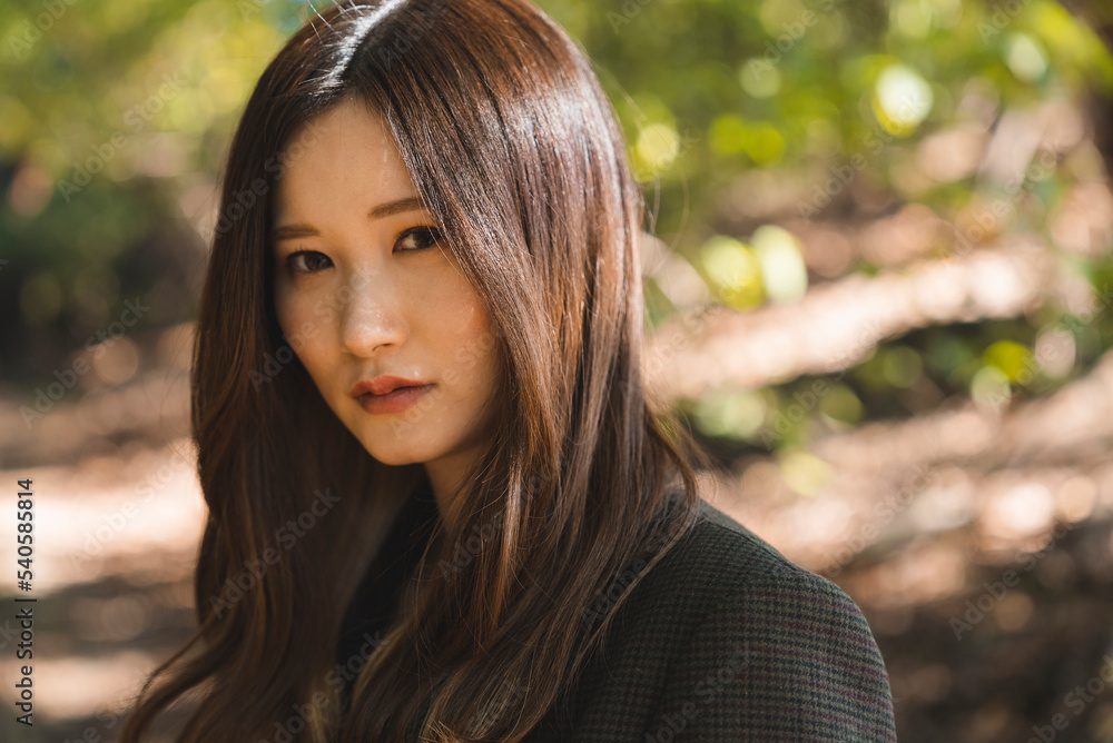 Fototapeta premium 森を散策する女性
