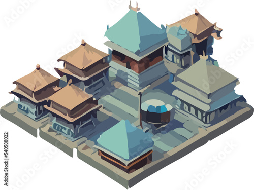 Vector isometric low poly japanese castle.