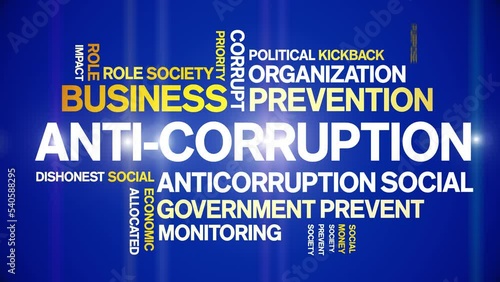 Anti-corruption animated tag word cloud;text design animation kinetic typography seamless loop. photo