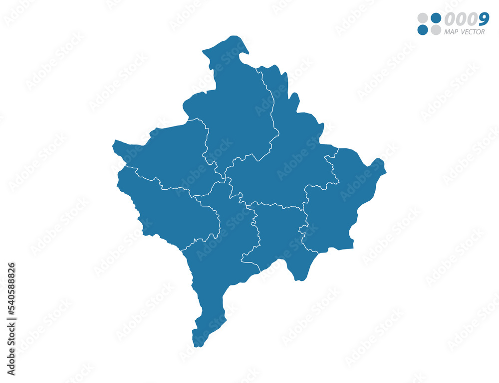Fototapeta premium Vector blue of map Kosovo.