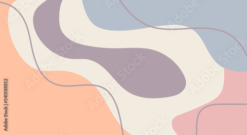 Fashion Stylish Templates with Organic Abstract Shapes and Line in Nude Pastel Colors Minimalist Background with Copy Space for Text or Message
