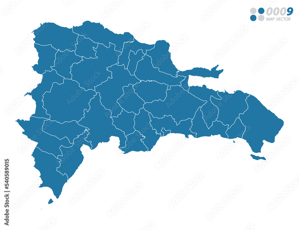 Vector blue of map Dominican Republic. - obrazy, fototapety, plakaty 