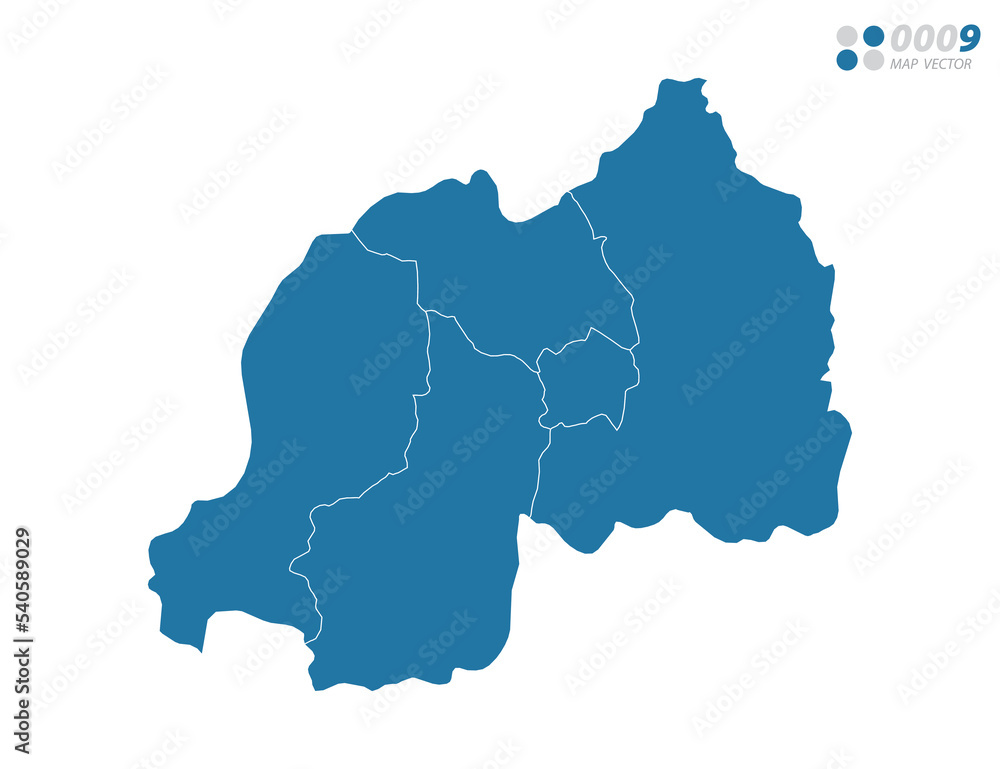 Vector blue of map Rwanda.