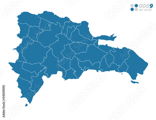 Vector blue of map Dominican Republic.