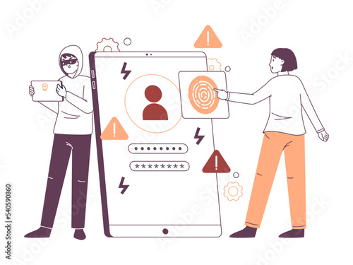 Internet secure connection threat, cyber attack protection. Cyber secure internet user, firewall and antivirus protection flat vector illustration. Secure internet technology