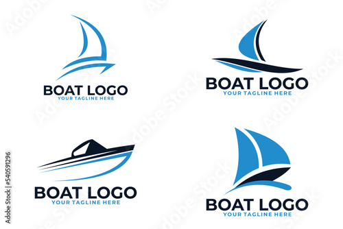 set of boat logo vector design template