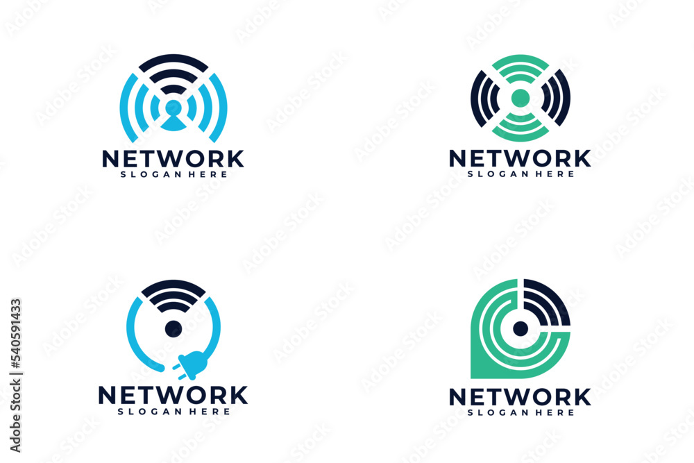 set of network logo vector design template