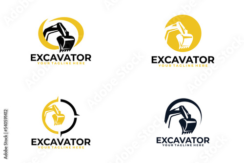 set of excavator logo vector design template