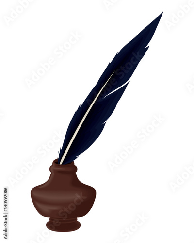 ink bottle and feather