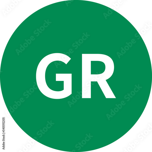 GR（グリーン）カラーの略称二文字アイコン