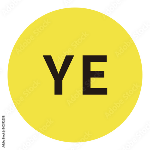 YE（イエロー）カラーの略称二文字アイコン