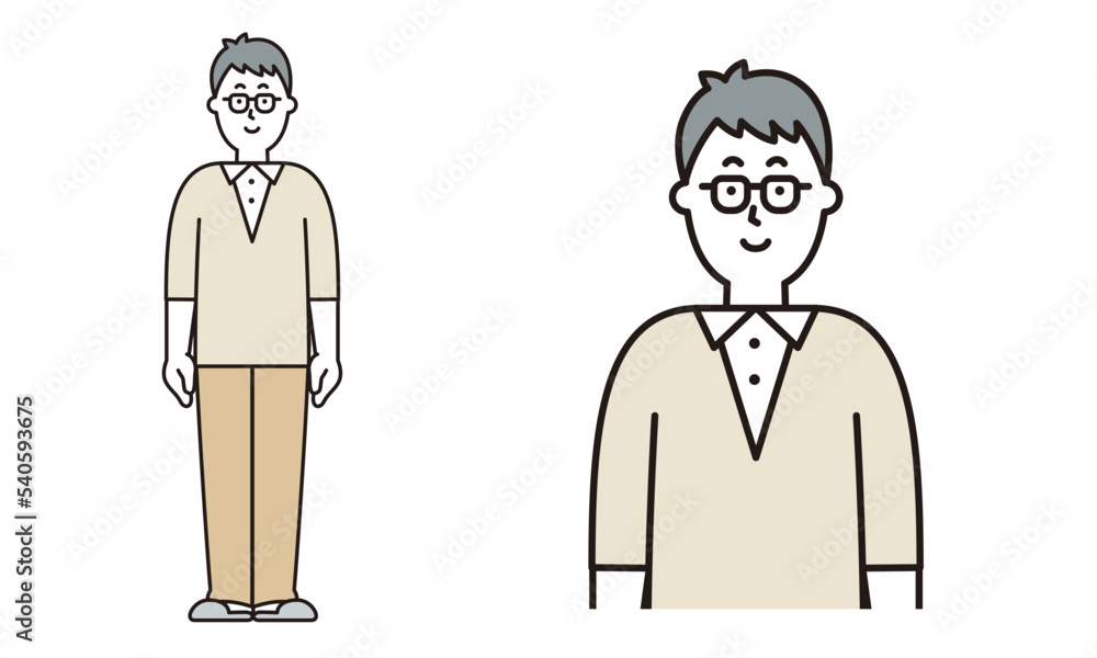 普通に立っているお父さんのイラスト素材。 普通に立っているお父さんのイラスト素材。