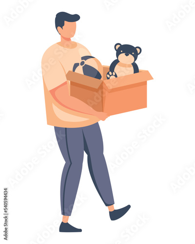man donating toys
