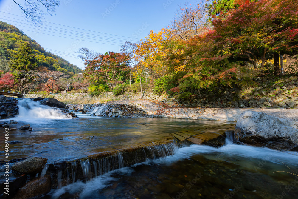 Daytime view of the fall color around Takano River Daytime view of the fall color around Takano River