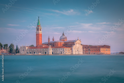 Church of San Giorgio Maggiore in grand canal at sunset, Ethereal Venice, Italy © Aide