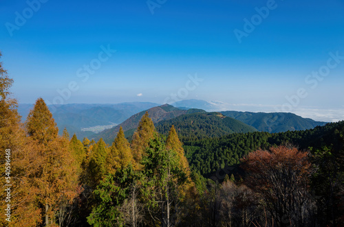 Aerial view of the Iwakura cityscape from Mount Hiei
