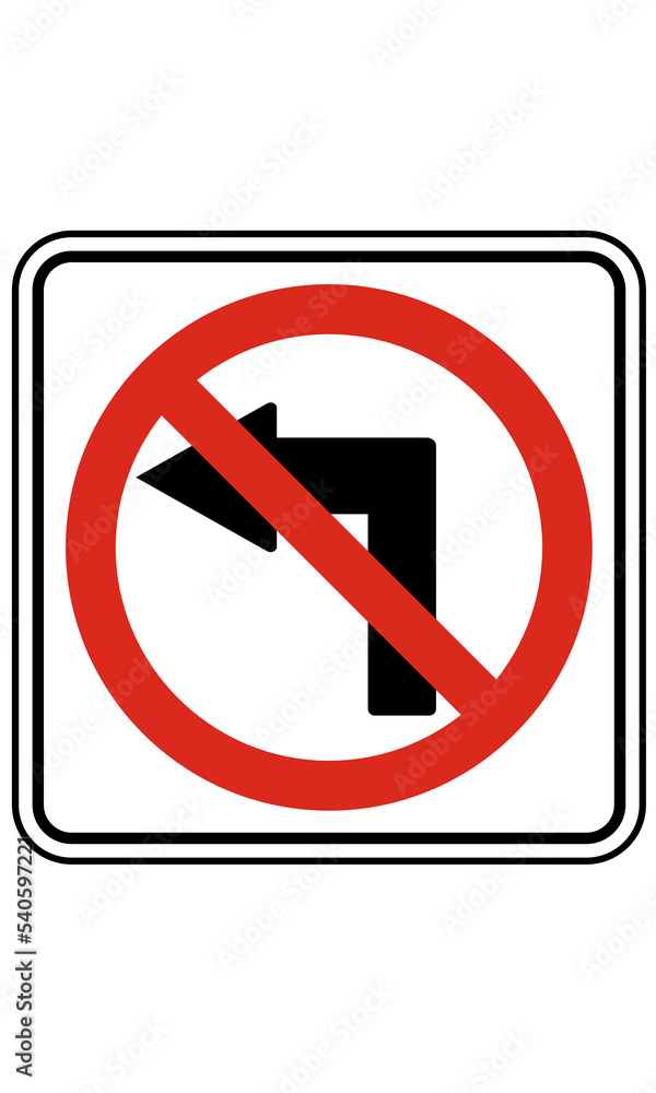 road sign pictogram no left turn road sign pictogram no left turn