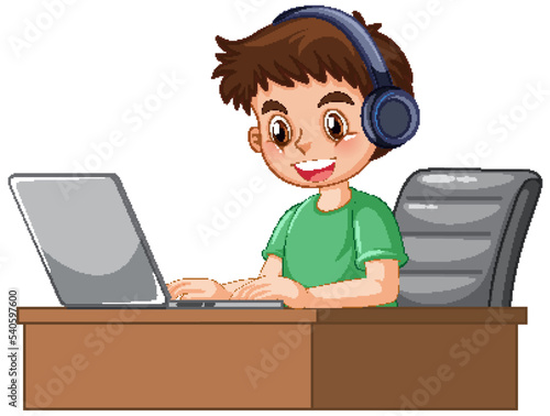 A man using laptop cartoon