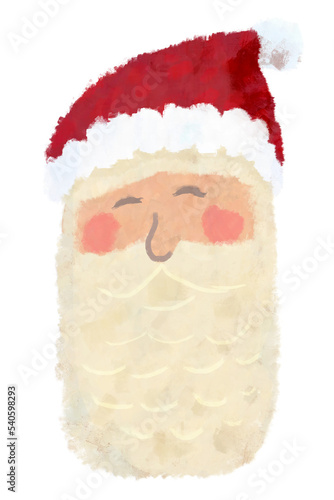 Ilustraci√≥n digital de cara de Santa Claus, con barba larga para tarjeta navide√±a, sin fondo para incluir en tus dise√±os. photo
