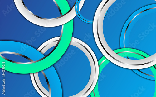 blue background with colorful circle, geometric pattern paper