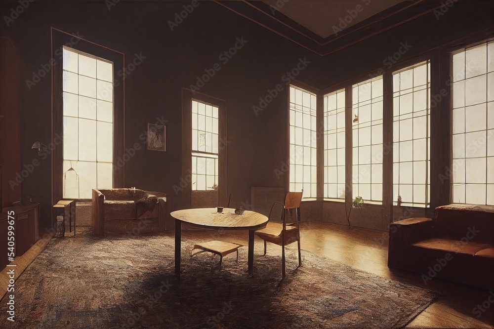 Interior of living room with small table Interior of living room with small table