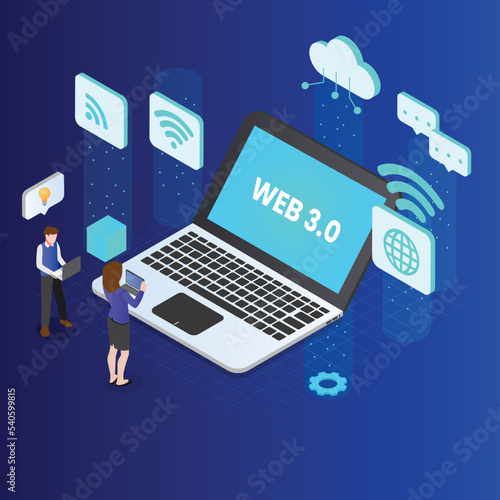 Web 3.0 isometric 3d vector concept for banner, website, illustration, landing page, flyer, etc.