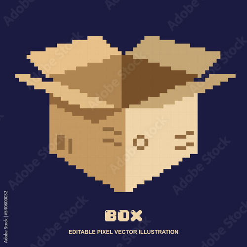 Pixel open box icon vector illustration for video game asset, motion graphic and others