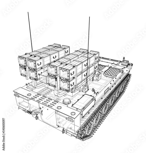 Military track missle system. Vector