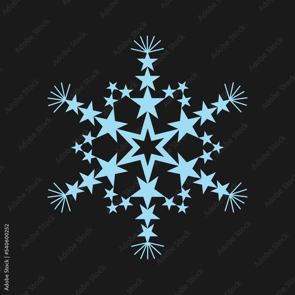 Snowflake vector graphics on a dark gray background cut out six rays. Vectors Isolated Dark theme Snowflake vector graphics on a dark gray background cut out six rays. Vectors Isolated Dark theme
